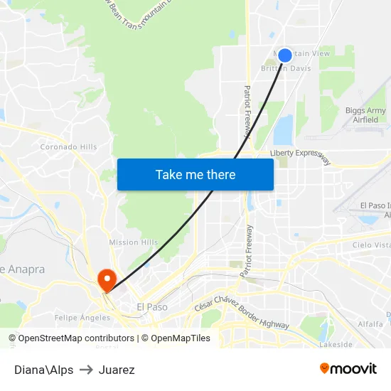 Diana\Alps to Juarez map