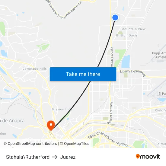 Stahala\Rutherford to Juarez map