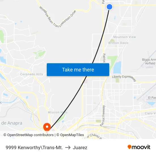 9999 Kenworthy\Trans-Mt. to Juarez map