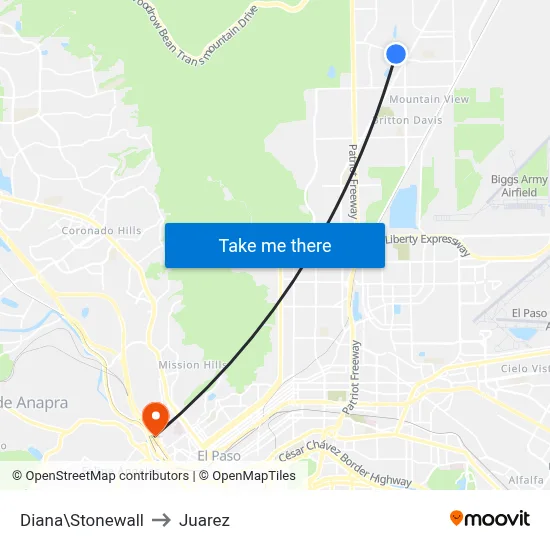 Diana\Stonewall to Juarez map