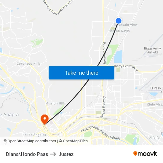 Diana\Hondo Pass to Juarez map