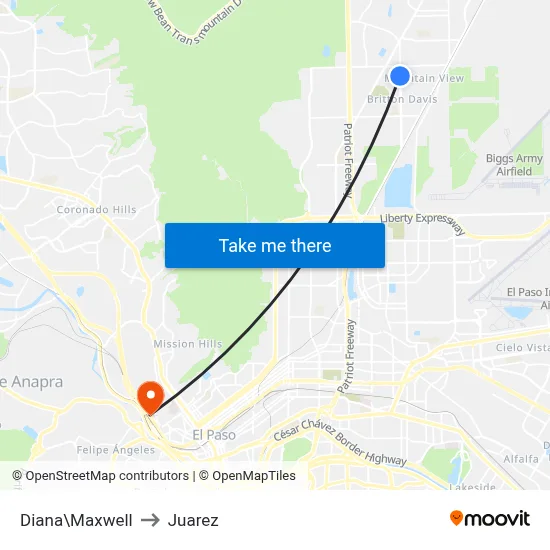 Diana\Maxwell to Juarez map