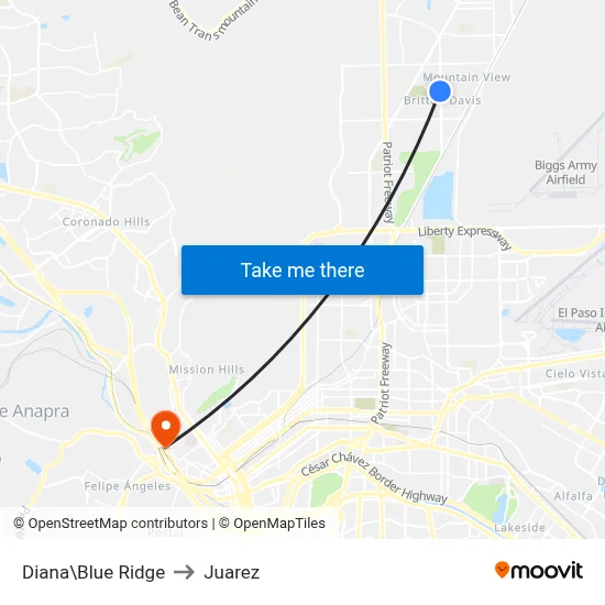 Diana\Blue Ridge to Juarez map