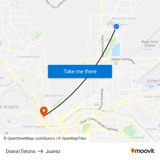 Diana\Tetons to Juarez map