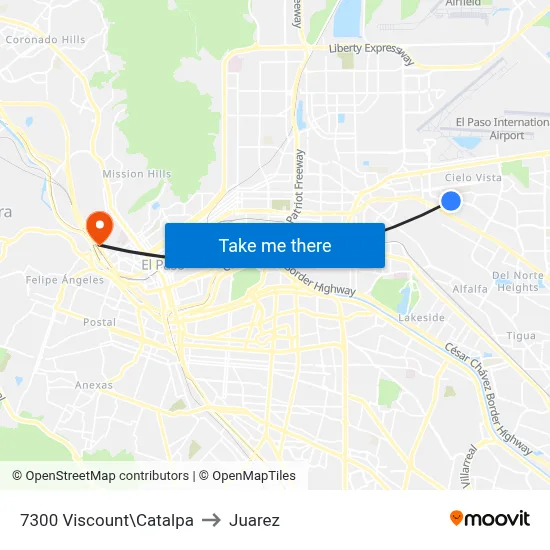 7300 Viscount\Catalpa to Juarez map