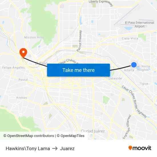 Hawkins\Tony Lama to Juarez map
