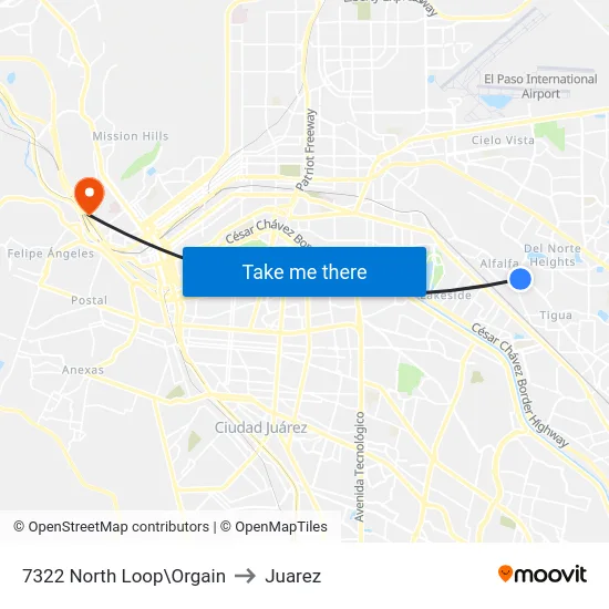 7322 North Loop\Orgain to Juarez map