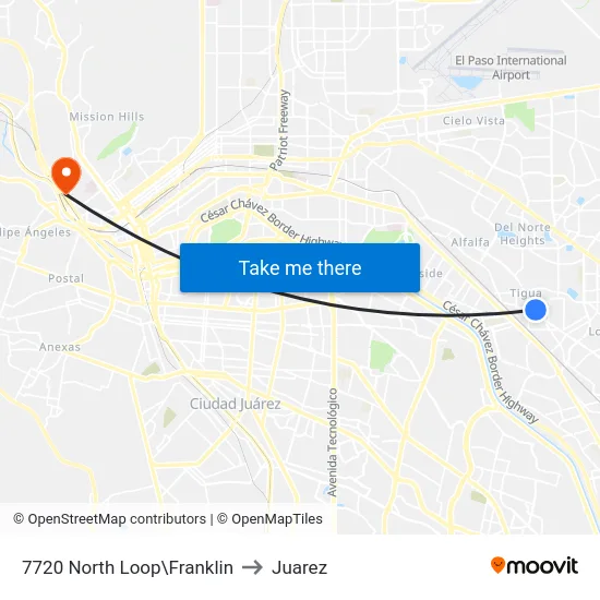 7720 North Loop\Franklin to Juarez map