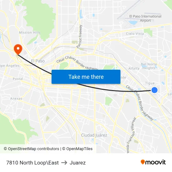 7810 North Loop\East to Juarez map
