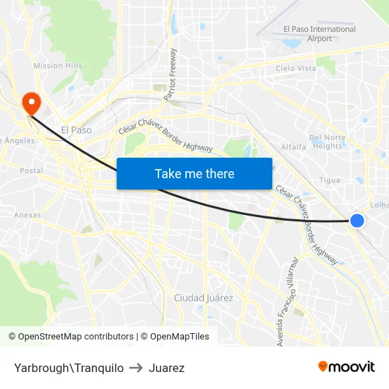 Yarbrough\Tranquilo to Juarez map