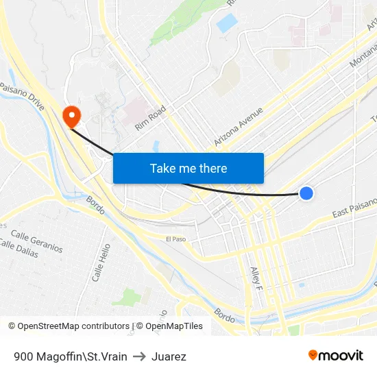 900 Magoffin\St.Vrain to Juarez map