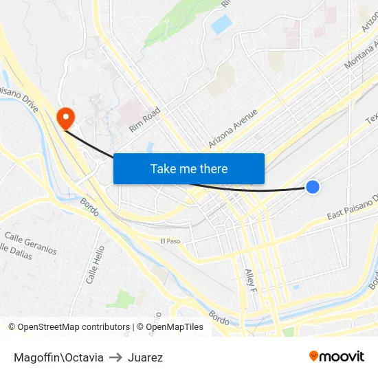 Magoffin\Octavia to Juarez map