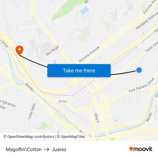 Magoffin\Cotton to Juarez map