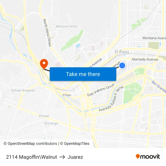 2114 Magoffin\Walnut to Juarez map