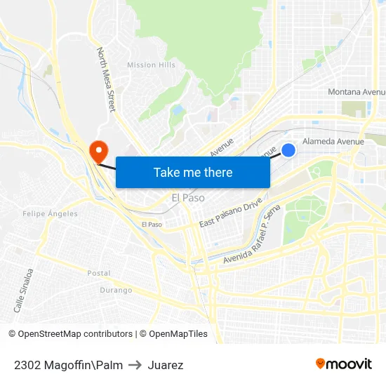 2302 Magoffin\Palm to Juarez map