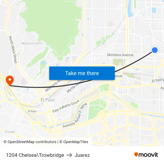 1204 Chelsea\Trowbridge to Juarez map