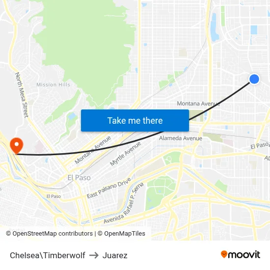 Chelsea\Timberwolf to Juarez map