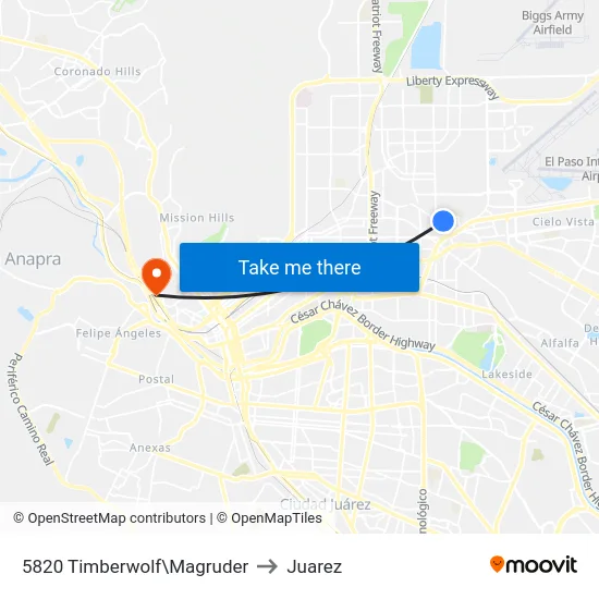 5820 Timberwolf\Magruder to Juarez map