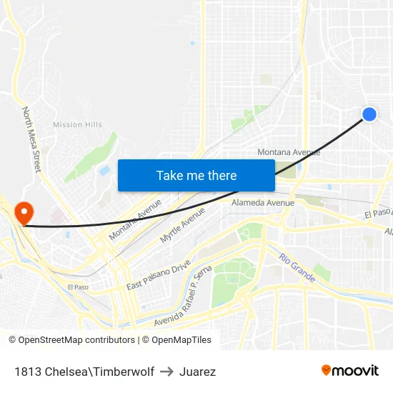 1813 Chelsea\Timberwolf to Juarez map
