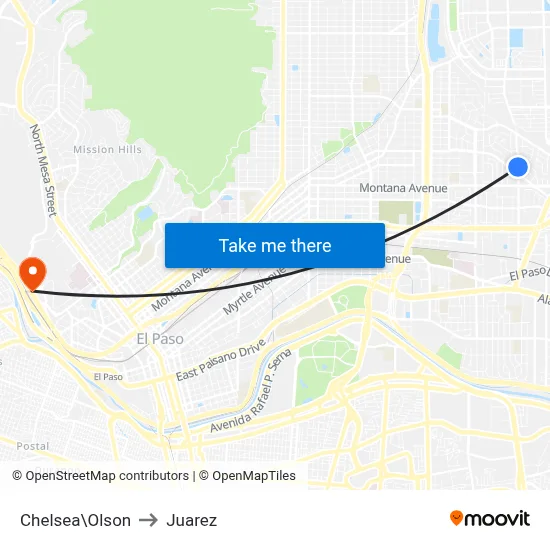 Chelsea\Olson to Juarez map