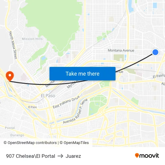 907 Chelsea\El Portal to Juarez map