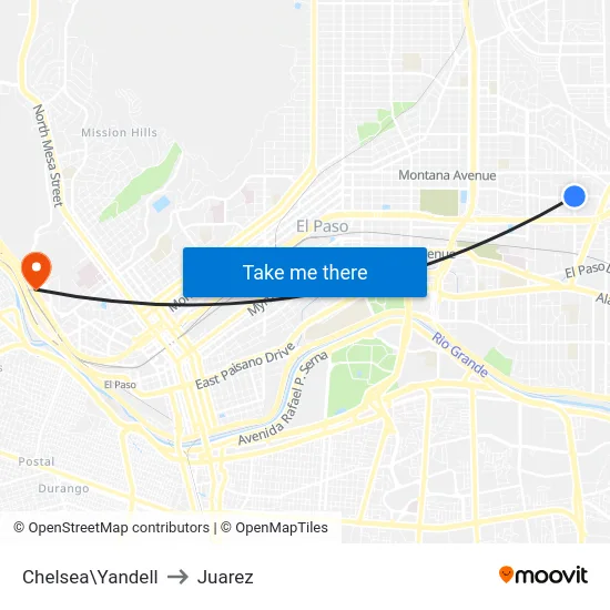 Chelsea\Yandell to Juarez map