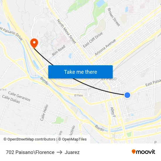 702 Paisano\Florence to Juarez map