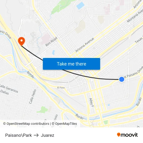 Paisano\Park to Juarez map