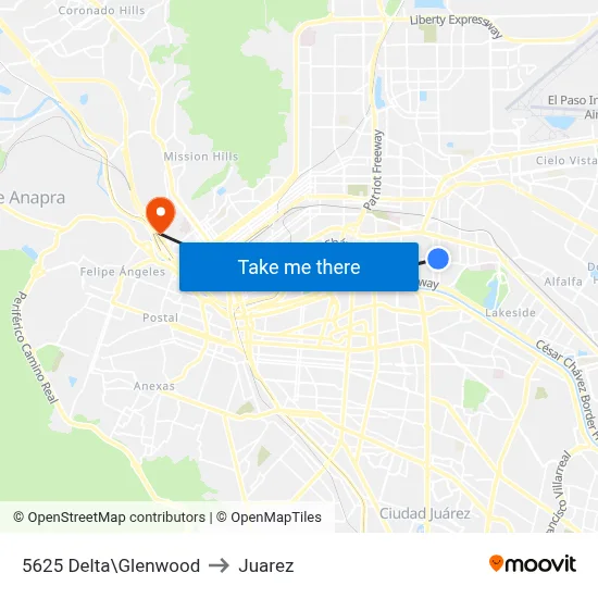 5625 Delta\Glenwood to Juarez map