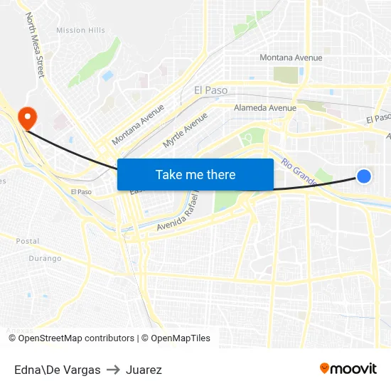 Edna\De Vargas to Juarez map