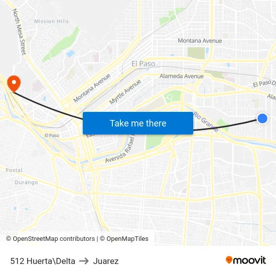 512 Huerta\Delta to Juarez map