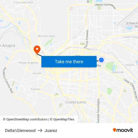Delta\Glenwood to Juarez map