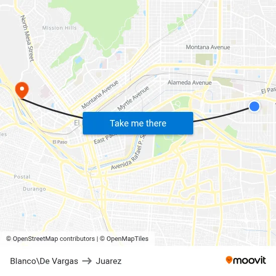 Blanco\De Vargas to Juarez map