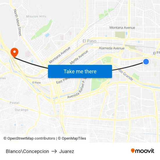 Blanco\Concepcion to Juarez map