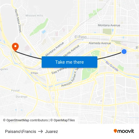 Paisano\Francis to Juarez map