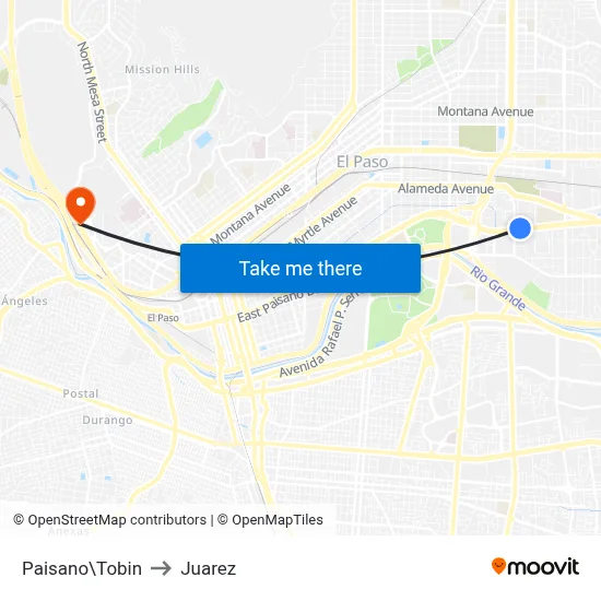 Paisano\Tobin to Juarez map
