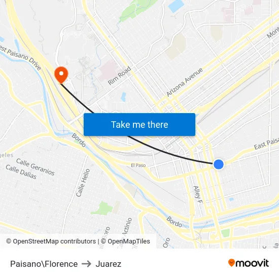 Paisano\Florence to Juarez map