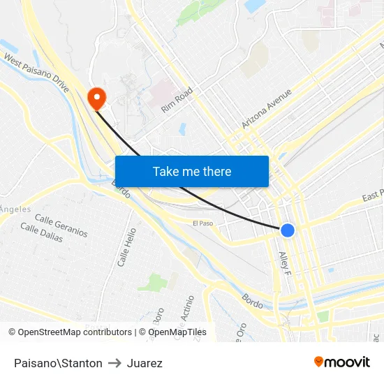 Paisano\Stanton to Juarez map