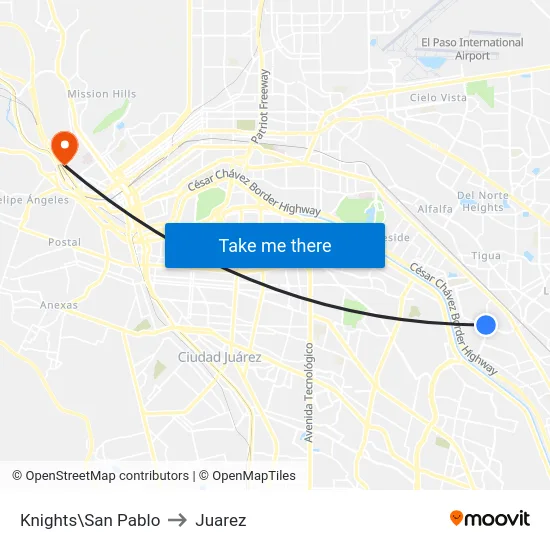 Knights\San Pablo to Juarez map