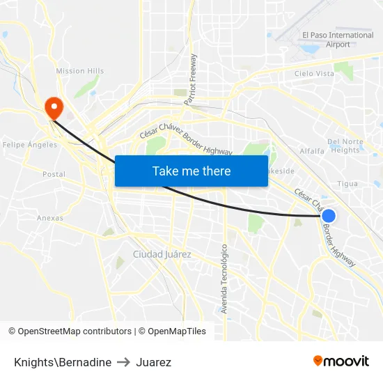 Knights\Bernadine to Juarez map