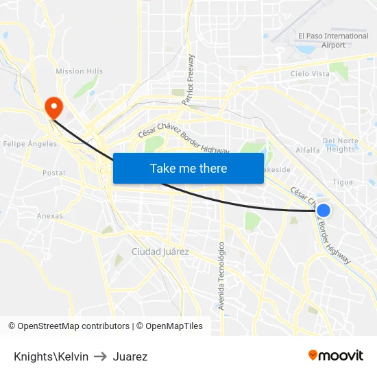 Knights\Kelvin to Juarez map