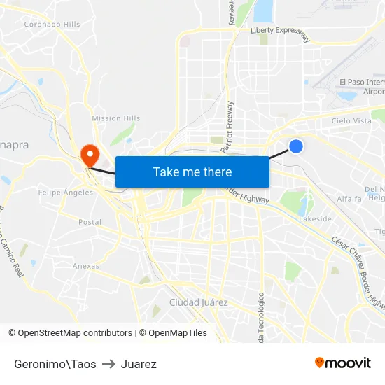 Geronimo\Taos to Juarez map