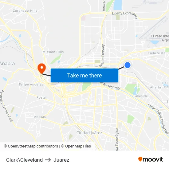 Clark\Cleveland to Juarez map