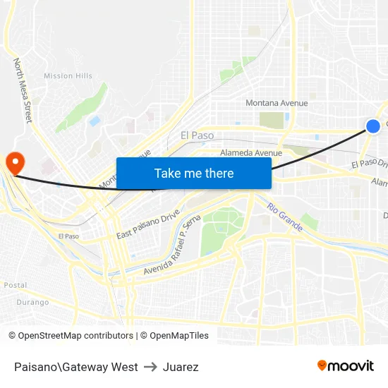 Paisano\Gateway West to Juarez map