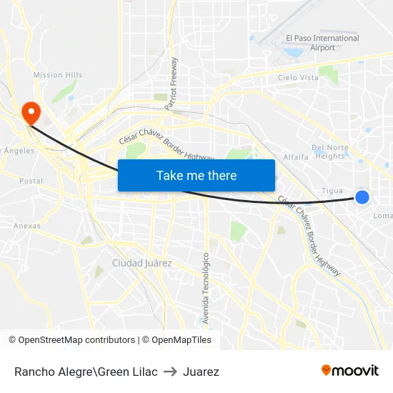 Rancho Alegre\Green Lilac to Juarez map