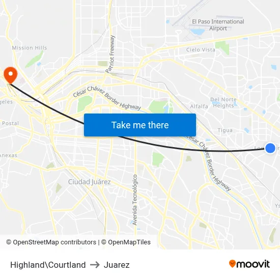 Highland\Courtland to Juarez map