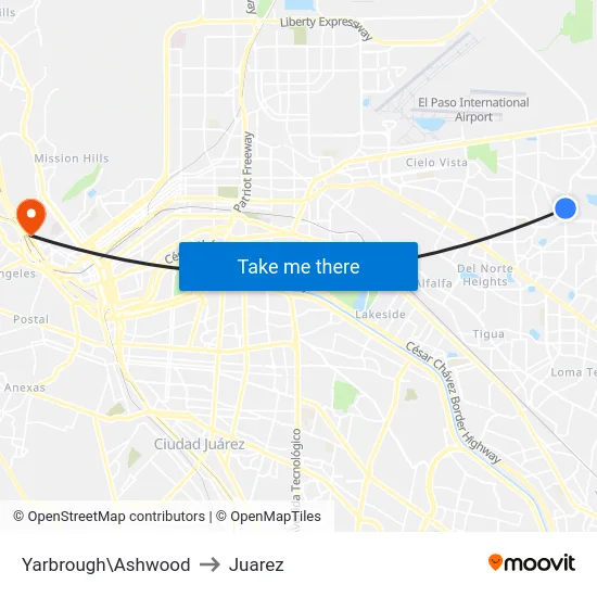 Yarbrough\Ashwood to Juarez map