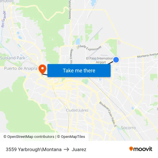 3559 Yarbrough\Montana to Juarez map