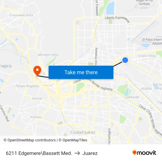 6211 Edgemere\Bassett Med. to Juarez map