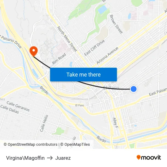 Virgina\Magoffin to Juarez map
